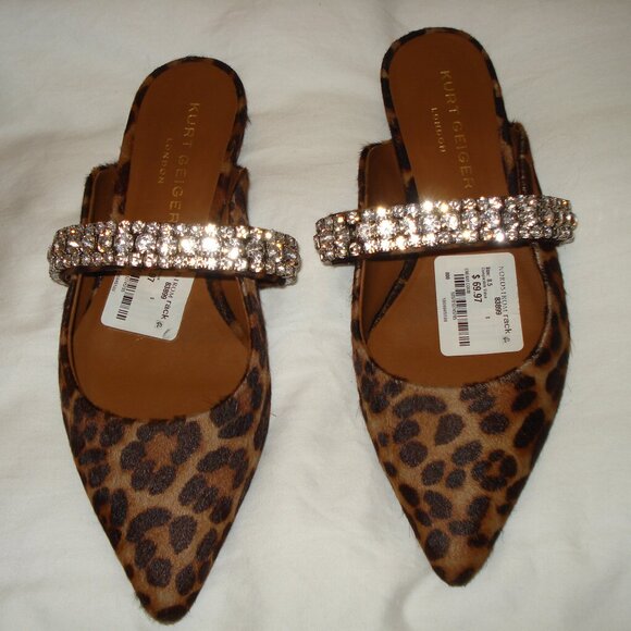 Kurt Geiger London Animal Print rhinestone slides mules sandals eu 39 or 8 - Picture 2 of 8